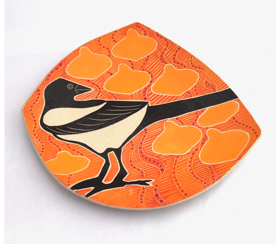 "Magpie with Orange Lanterns"   by Julia Janeway